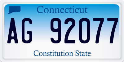 CT license plate AG92077