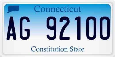 CT license plate AG92100