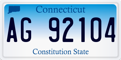 CT license plate AG92104