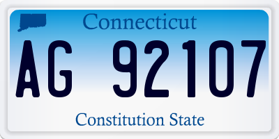 CT license plate AG92107