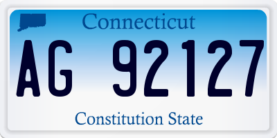 CT license plate AG92127