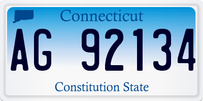 CT license plate AG92134