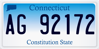 CT license plate AG92172