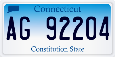 CT license plate AG92204