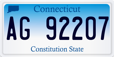 CT license plate AG92207