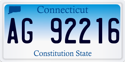CT license plate AG92216