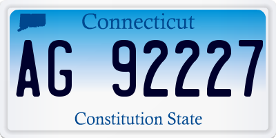 CT license plate AG92227