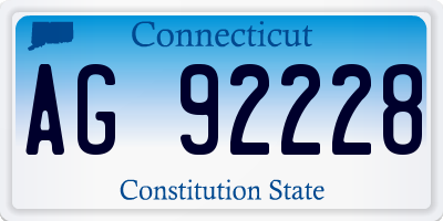 CT license plate AG92228