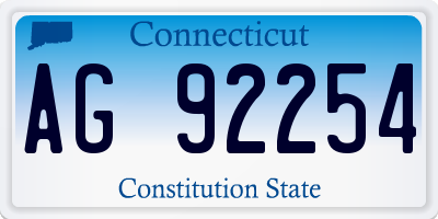 CT license plate AG92254
