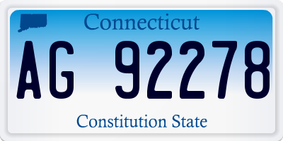 CT license plate AG92278