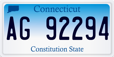 CT license plate AG92294