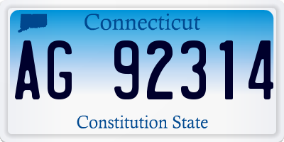 CT license plate AG92314