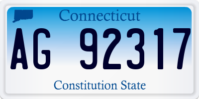 CT license plate AG92317