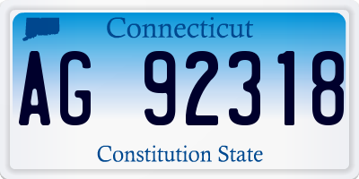 CT license plate AG92318