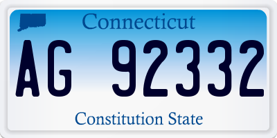 CT license plate AG92332