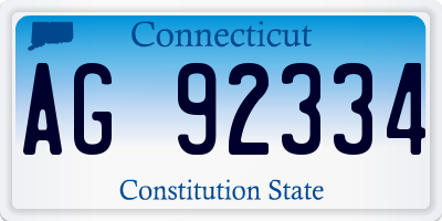 CT license plate AG92334