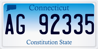 CT license plate AG92335