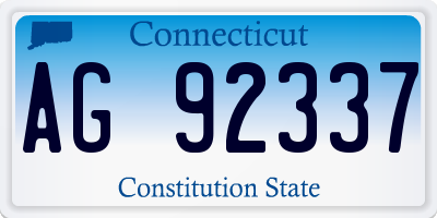 CT license plate AG92337