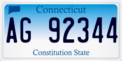 CT license plate AG92344