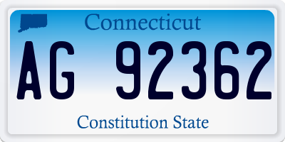 CT license plate AG92362