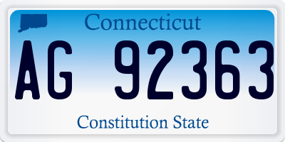 CT license plate AG92363