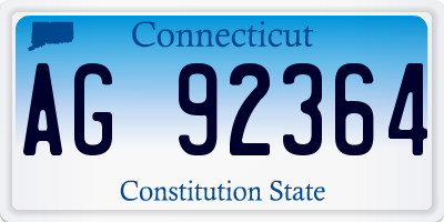 CT license plate AG92364