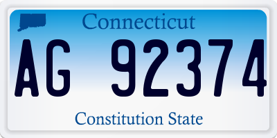 CT license plate AG92374