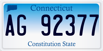 CT license plate AG92377