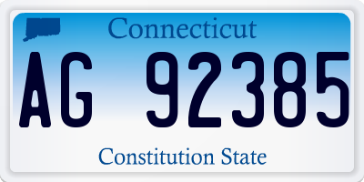 CT license plate AG92385