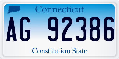 CT license plate AG92386