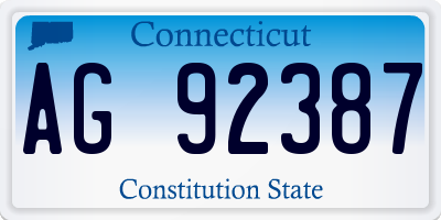 CT license plate AG92387