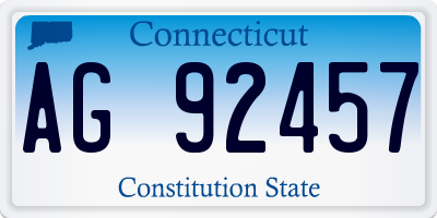 CT license plate AG92457