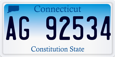 CT license plate AG92534