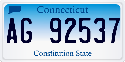 CT license plate AG92537