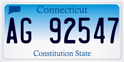 CT license plate AG92547