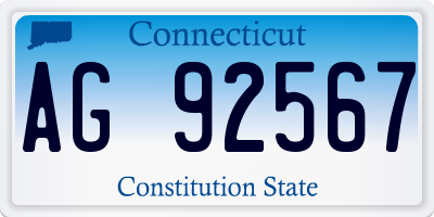 CT license plate AG92567