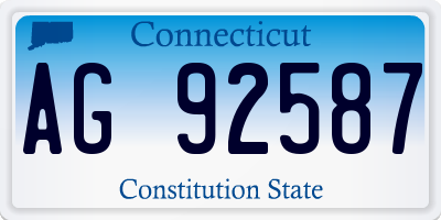 CT license plate AG92587