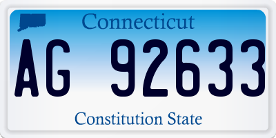 CT license plate AG92633