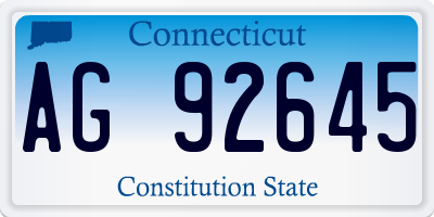 CT license plate AG92645