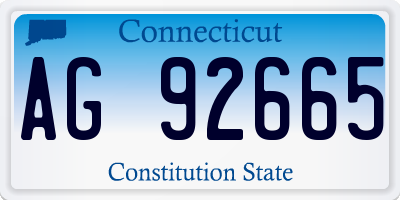 CT license plate AG92665