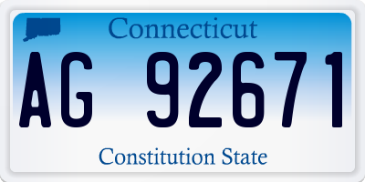 CT license plate AG92671