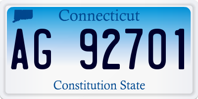 CT license plate AG92701