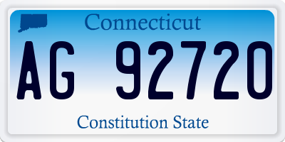 CT license plate AG92720