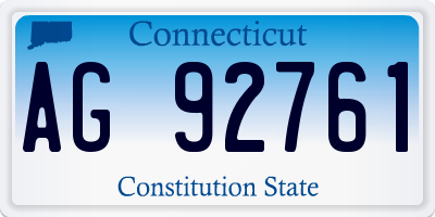 CT license plate AG92761