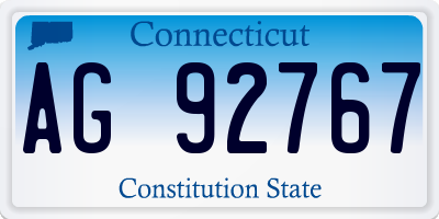 CT license plate AG92767