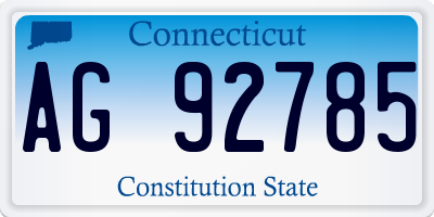 CT license plate AG92785