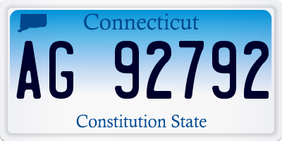 CT license plate AG92792