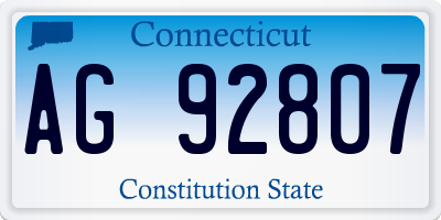 CT license plate AG92807
