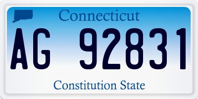 CT license plate AG92831