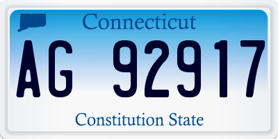 CT license plate AG92917
